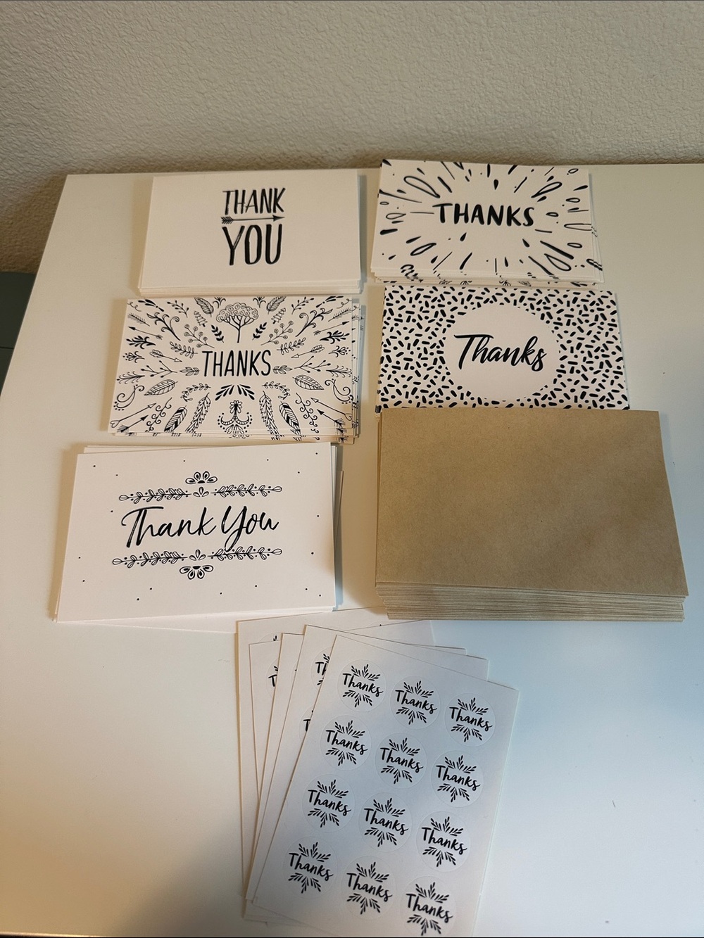 Assorted Blank Thank You Card & Sticker Set